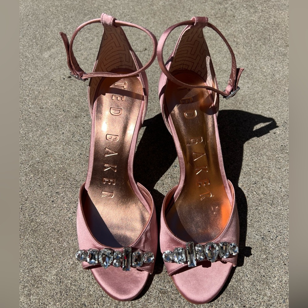 Ted Baker Pink Satin Heels with Embellishments
